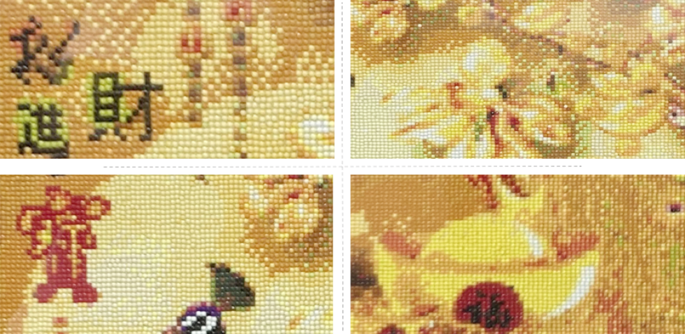 招财进宝孔雀钻石画局部展示效果