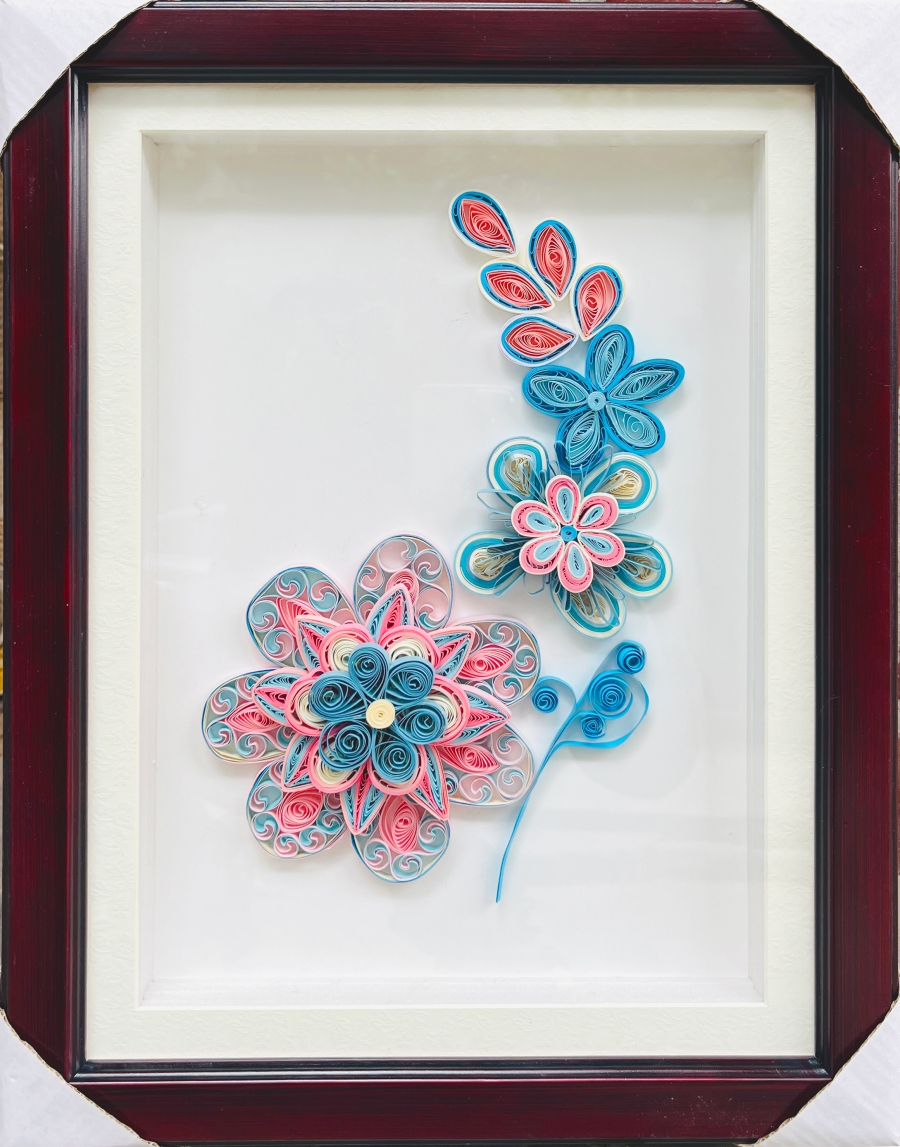 温馨之家牡丹花家字装裱效果