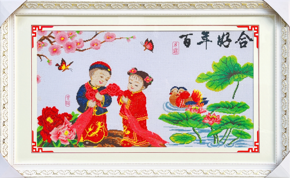 百年好合金童玉女荷花鸳鸯 C099白金